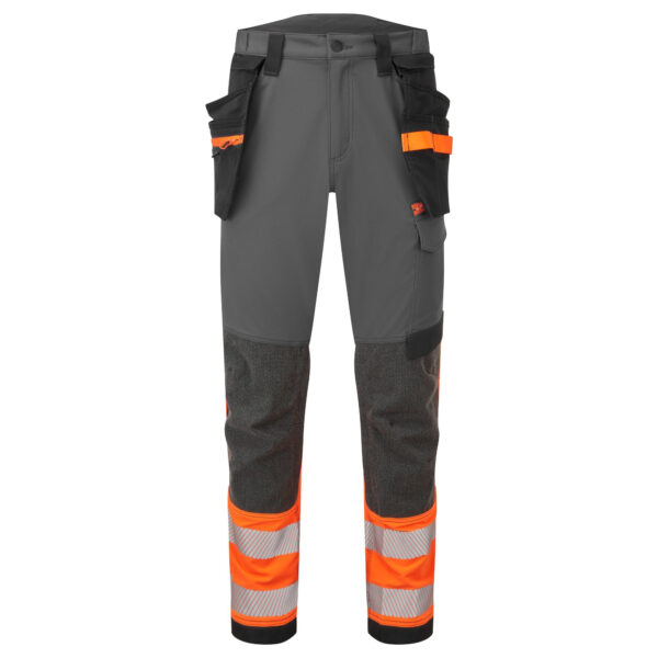 Hi Vis Stretch Class 1 Work Trousers with Holster Pockets Orange 34w Reg